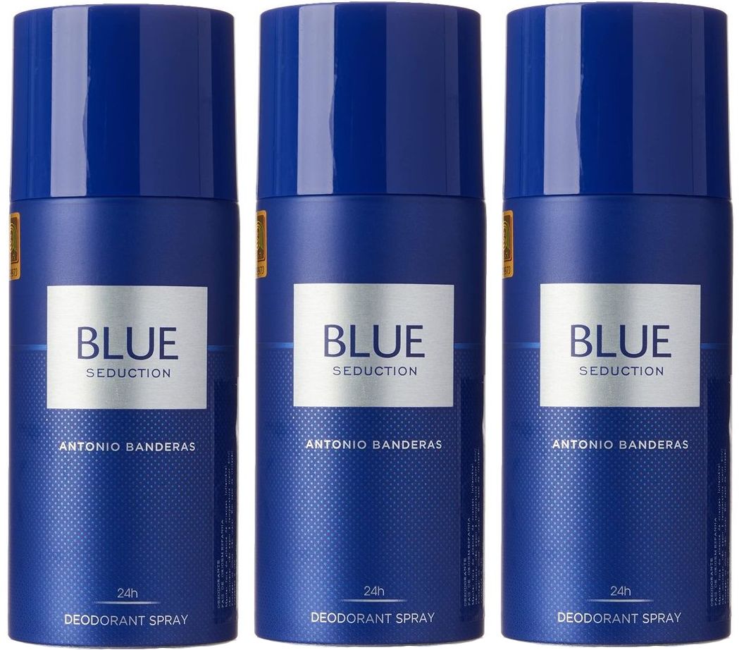 Kit 3 Desodorante Blue Seduction Masculino 150ml - imagem 1