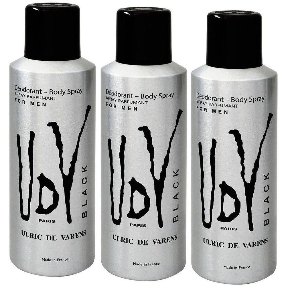 Kit 3 Desodorantes Udv Black Masculino 200ml - imagem 1