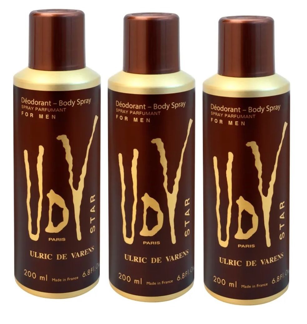Kit 3 Desodorantes Udv Star Masculino 200ml - imagem 1