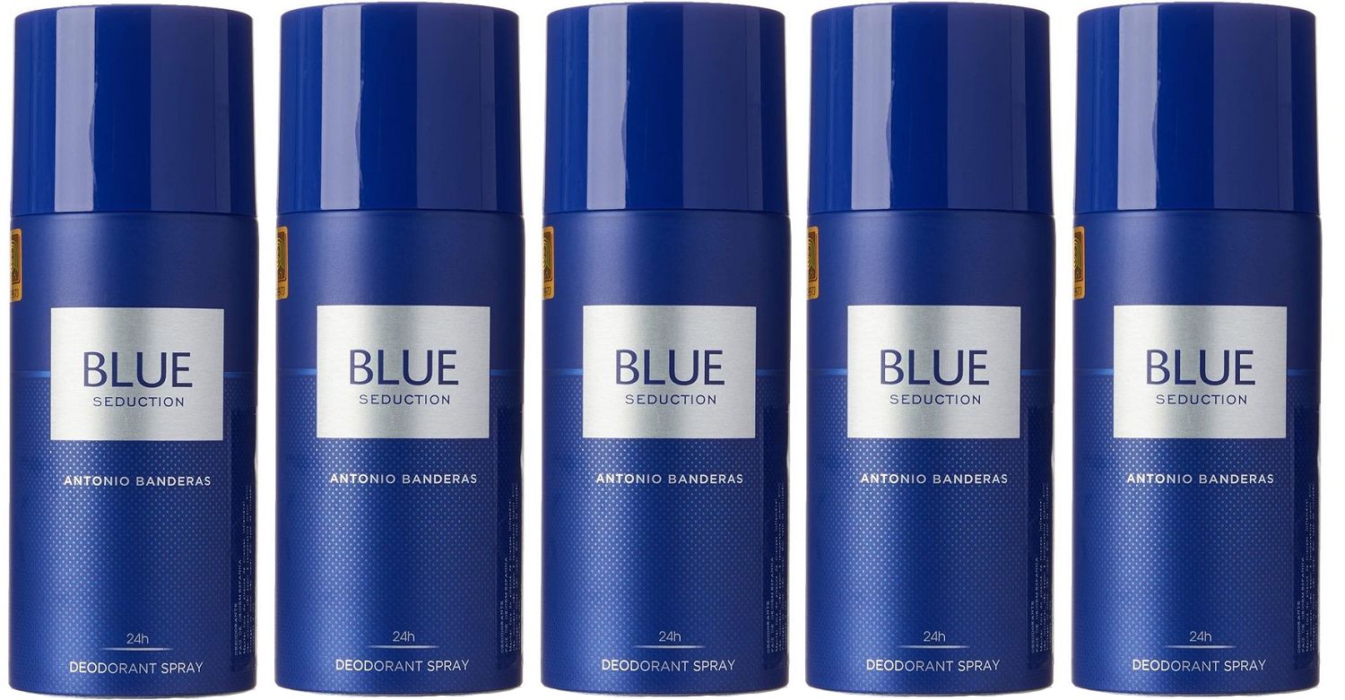 Kit 5 Desodorantes Blue Seduction Masculino 150ml - imagem 1