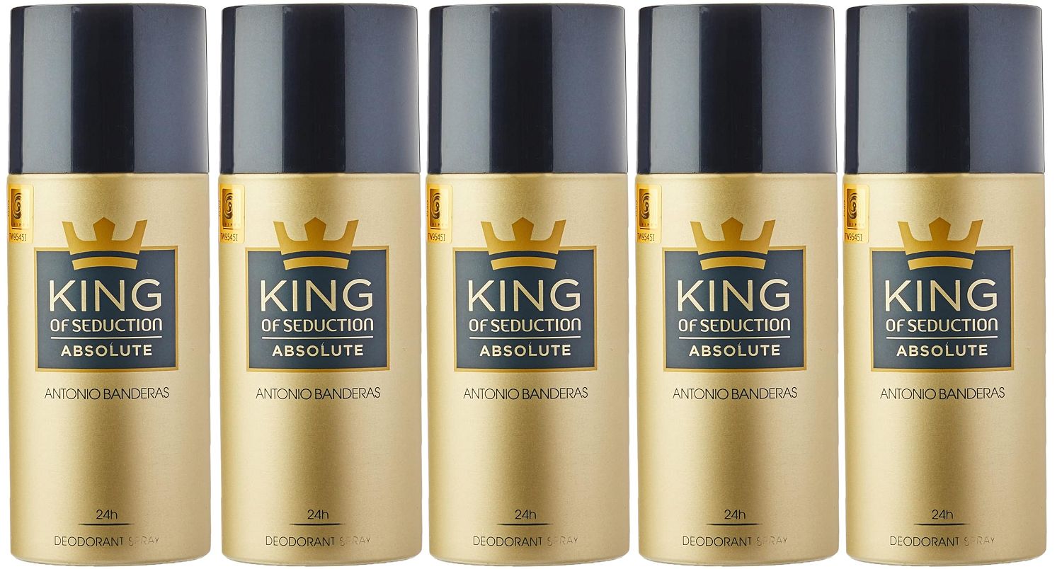Kit 5 Desodorantes King Of Seduction Absolute Masculino 150ml - imagem 1