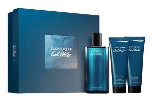 Kit Davidoff Cool Water + Gel De Ducha + Balsamo Para Barbear 75ml - Perfume Masculino - Eau De Toilette